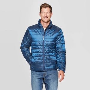 Blue men’s puffer jacket